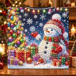 Smiling snowman with gifts pearl diamond painting kit for beginners