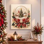 Finished snow globe winter village pearl diamond painting artwork displayed as holiday home decor