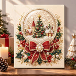 Snow globe winter village pearl diamond painting kit for beginners
