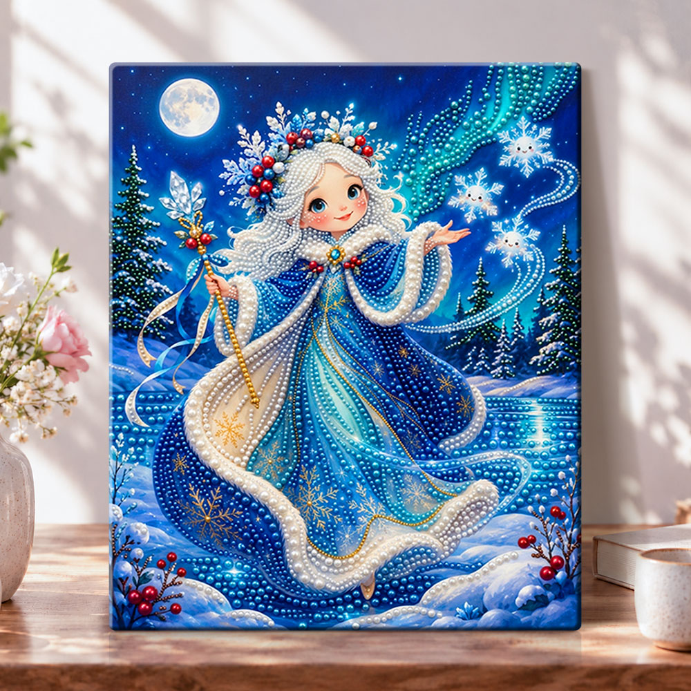 Snow queen wonderland pearl diamond painting kit for beginners