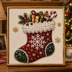 Snowflake christmas stocking pearl diamond painting kit for beginners