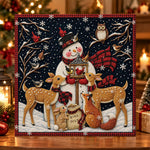 Snowman and forest animals pearl diamond painting kit for beginners