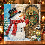 Snowman by the festive door pearl diamond painting kit for beginners