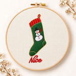 Snowman christmas stocking embroidery kit