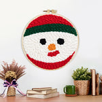 Finished snowman face artwork displayed on a wall