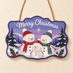 Snowman family christmas paint by numbers door hanger finished design