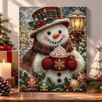Snowman holding hot chocolate mug pearl diamond painting kit for beginners