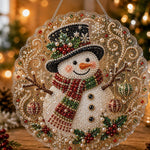 Snowman with christmas hat pearl diamond painting kit for beginners