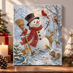 Snowman with forest wildlife pearl diamond painting kit for beginners