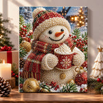 Snowman with hot cocoa mug pearl diamond painting kit for beginners