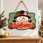Snowman with top hat paint by numbers door hanger as indoor wall decor