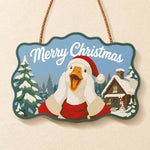 Snowy cabin christmas paint by numbers door hanger finished design