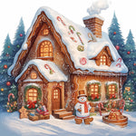 Snowy gingerbread house cross stitch kit for beginners