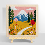 Snowy mountain and wildflowers punch needle kit for beginners