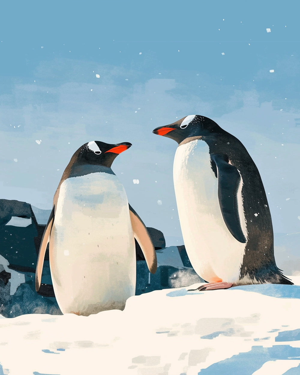 Snowy penguin pair cross stitch kit for beginners