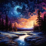 Snowy river starry wilderness cross stitch kit for beginners