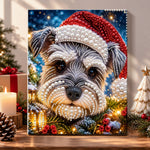 Snowy schnauzer with santa hat pearl diamond painting kit for beginners