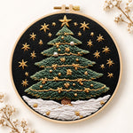 Snowy star christmas tree embroidery kit