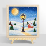 Snowy street lamp scene punch needle kit for beginners