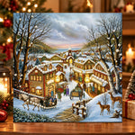 Snowy vintage christmas town pearl diamond painting kit for beginners