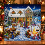 Snowy winter cottage scene pearl diamond painting kit for beginners