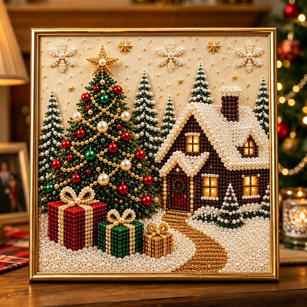 snowy-winter-village-pearl-diamond-painting-home-display