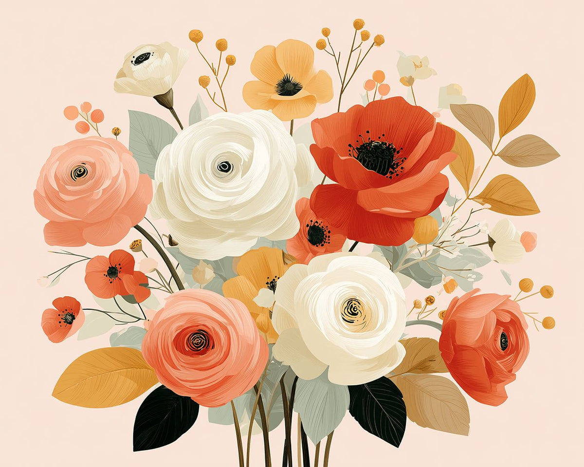 Soft neutral spring bouquet cross stitch kit for beginners