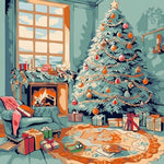 Soft pastel christmas room cross stitch kit for beginners