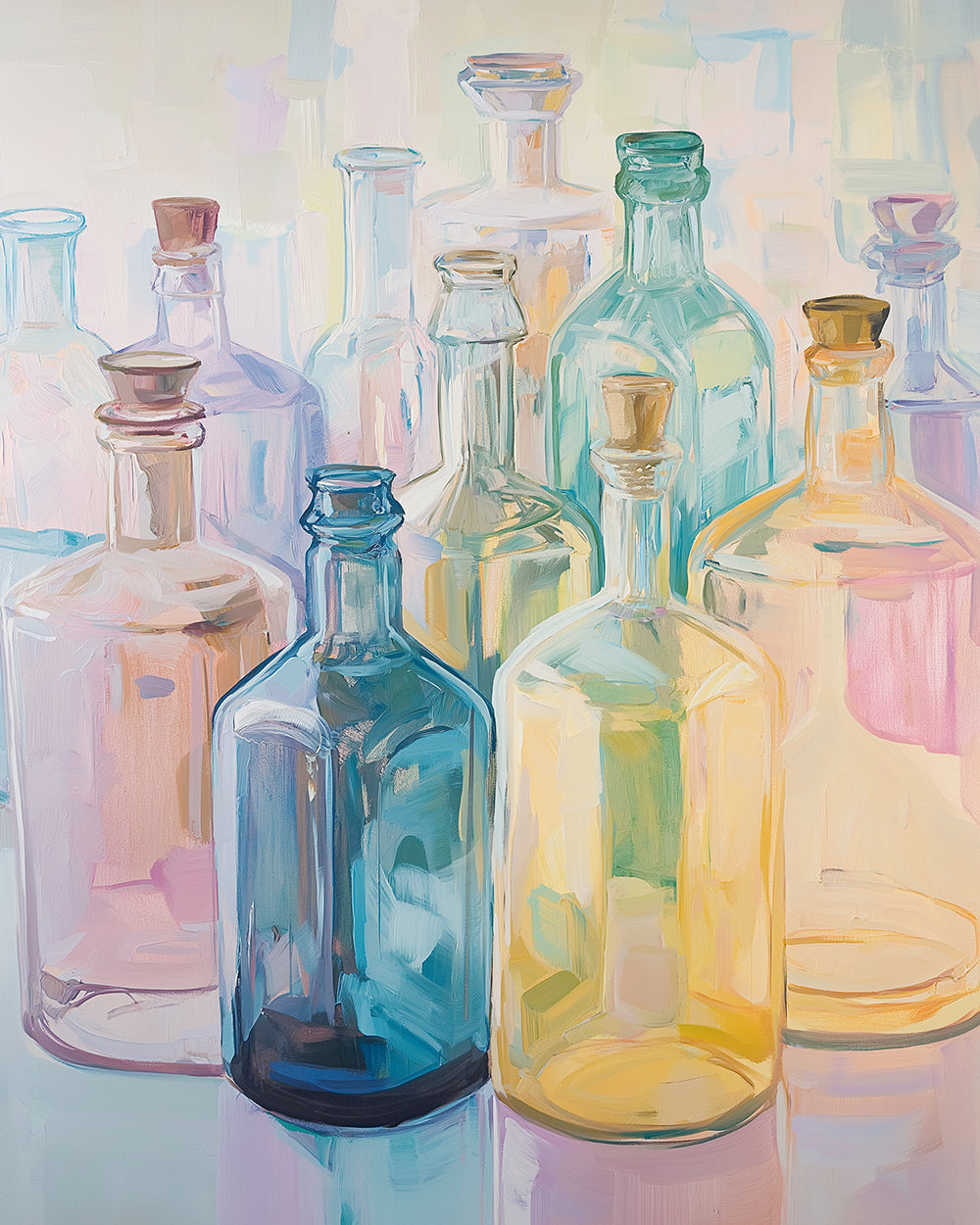 Soft pastel glass bottle art cross stitch kit for beginners