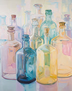 Soft pastel glass bottle art cross stitch kit for beginners