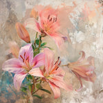 Soft pastel pink lilies cross stitch kit for beginners