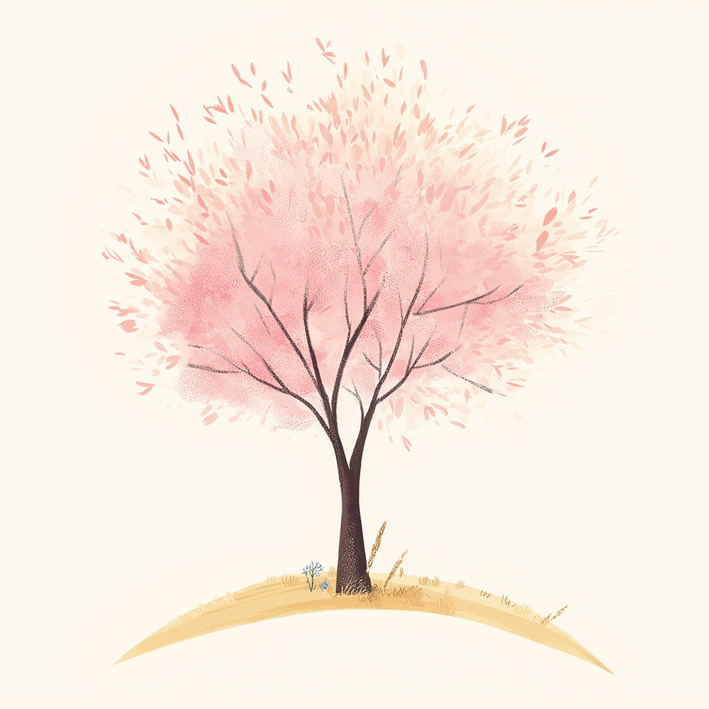 Soft pink blossom tree cross stitch kit for beginners
