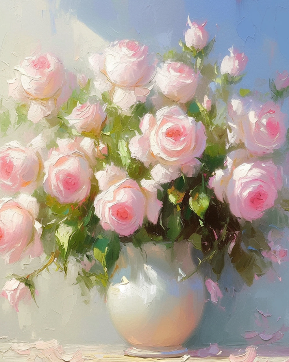 Soft pink roses cross stitch kit for beginners