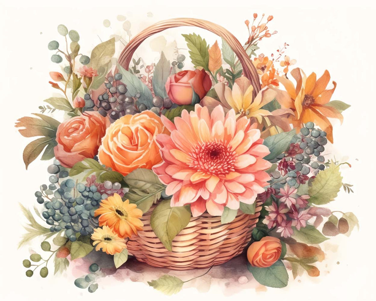 Soft watercolor blooms cross stitch kit for beginners