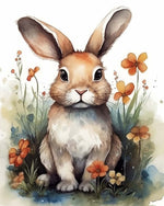 Soft watercolor brown hare cross stitch kit for beginners