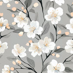 Soft white cherry blossom pattern cross stitch kit for beginners