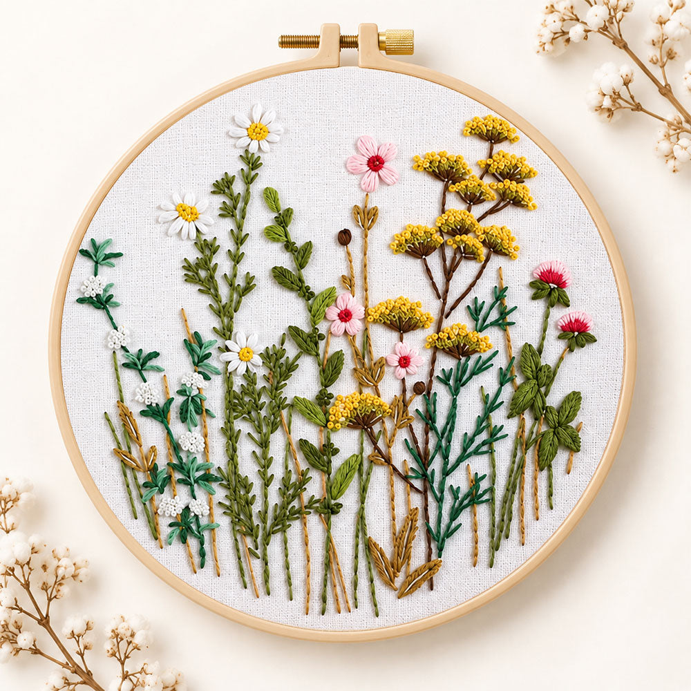 Soft wild daisy mix embroidery kit