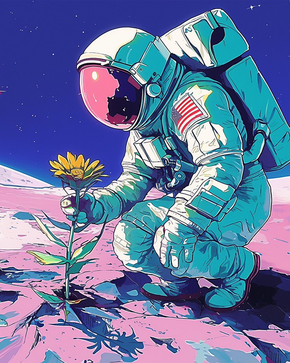 Space bloom discovery cross stitch kit for beginners