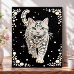 Sparkling pearl cat pearl diamond painting kit for beginners