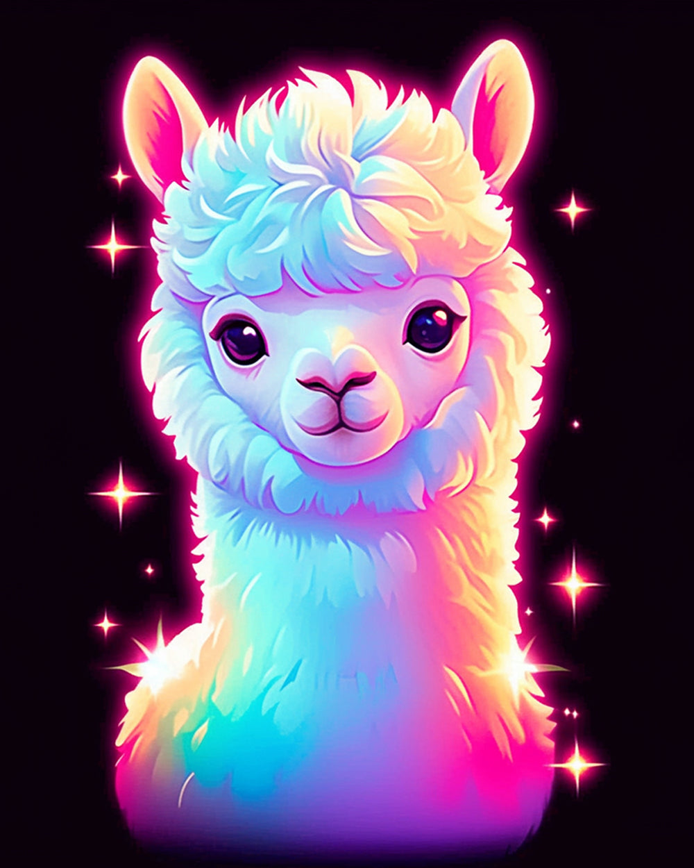 Sparkly rainbow llama cross stitch kit for beginners