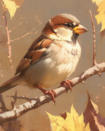 Sparrow on autumn branch cross stitch kit for beginners