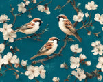Sparrows on spring blossoms cross stitch kit for beginners