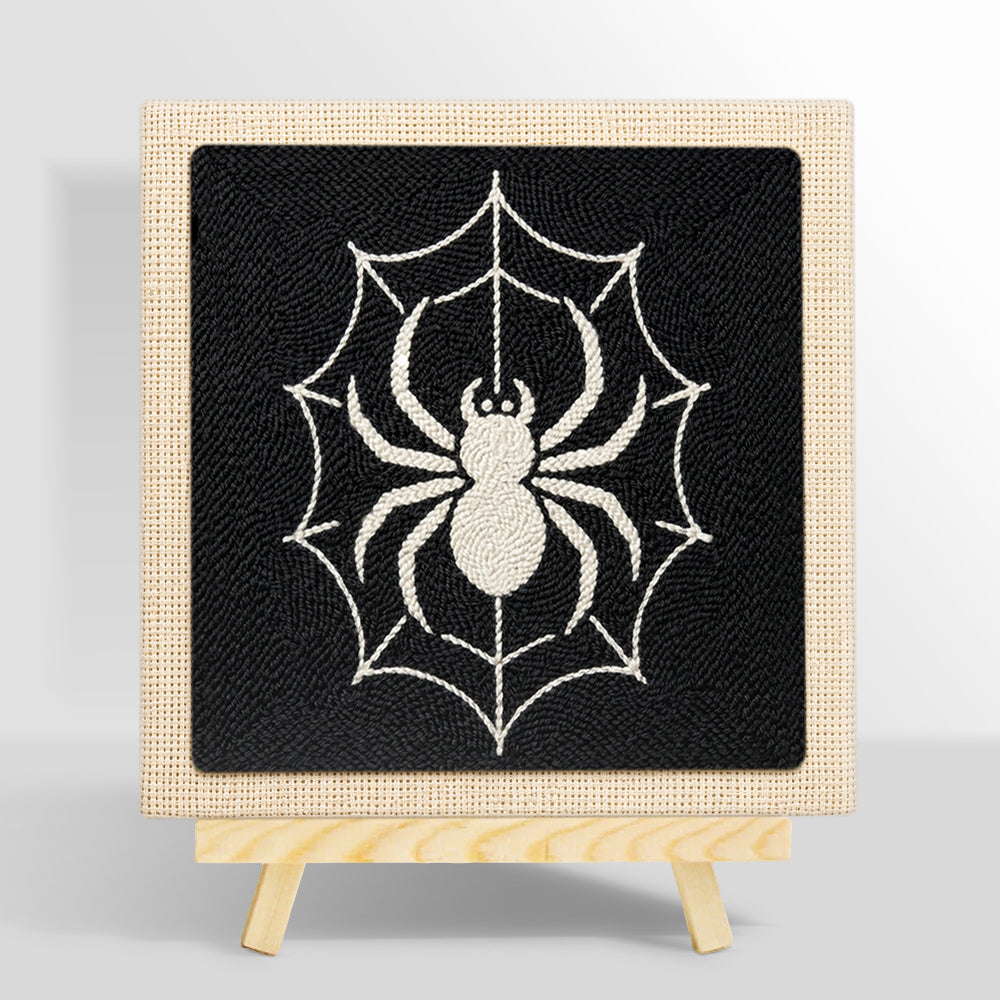 Spider on web punch needle kit for beginners