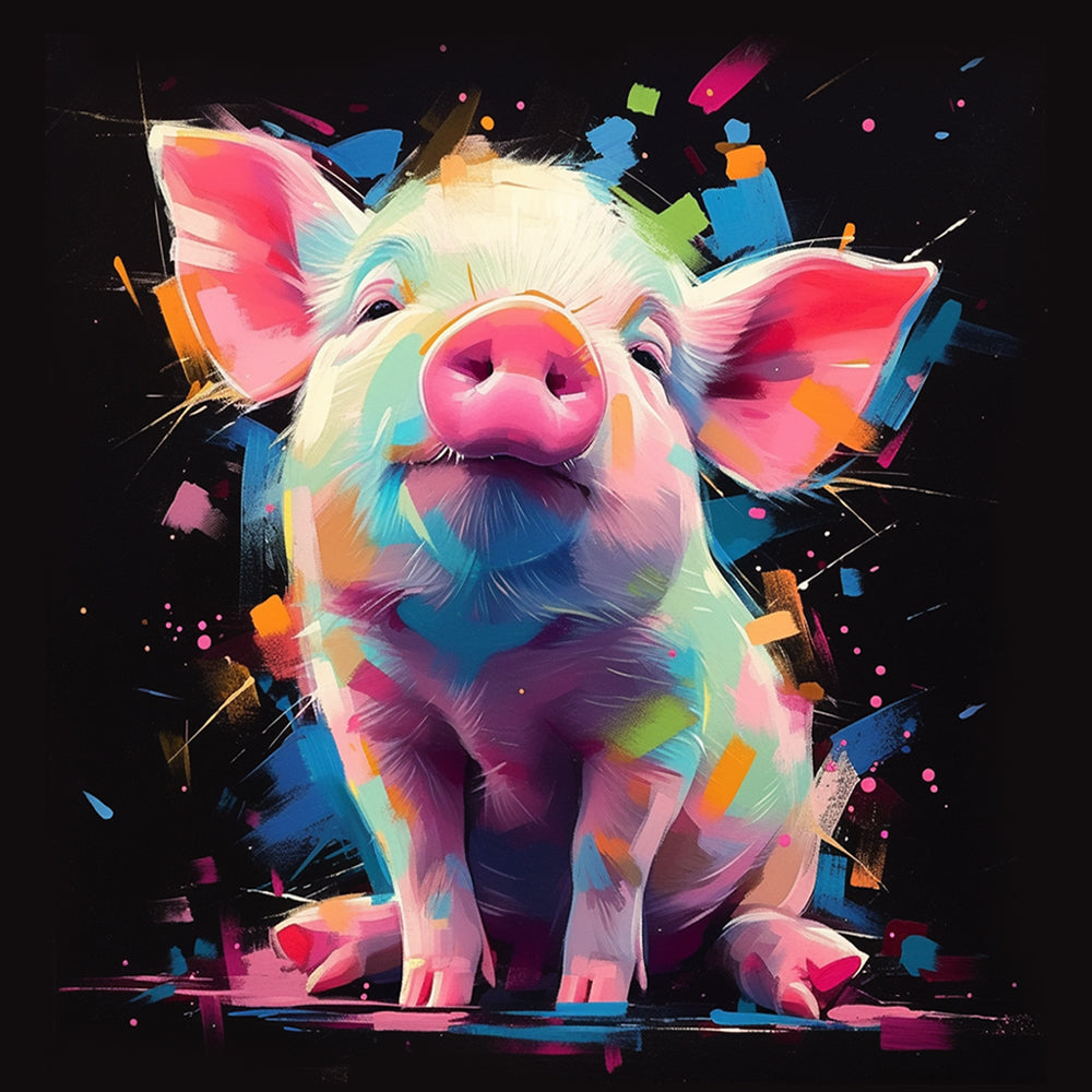 Splash art pig cross stitch kit for beginners
