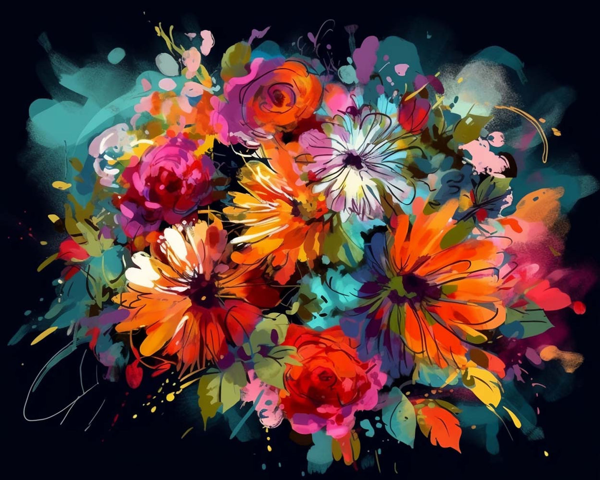 Splash color bouquet cross stitch kit for beginners