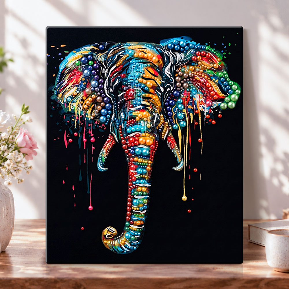 Splash color elephant pearl diamond painting kit for beginners
