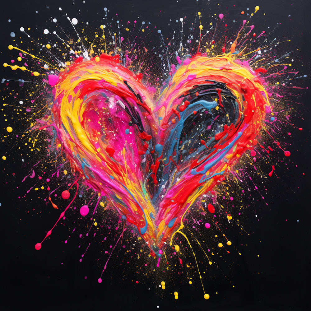 Splash paint colorful heart cross stitch kit for beginners