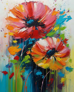 Splash poppy art cross stitch kit for beginners