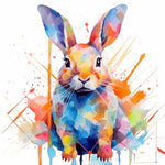 Splash‑style watercolor rabbit cross stitch kit for beginners