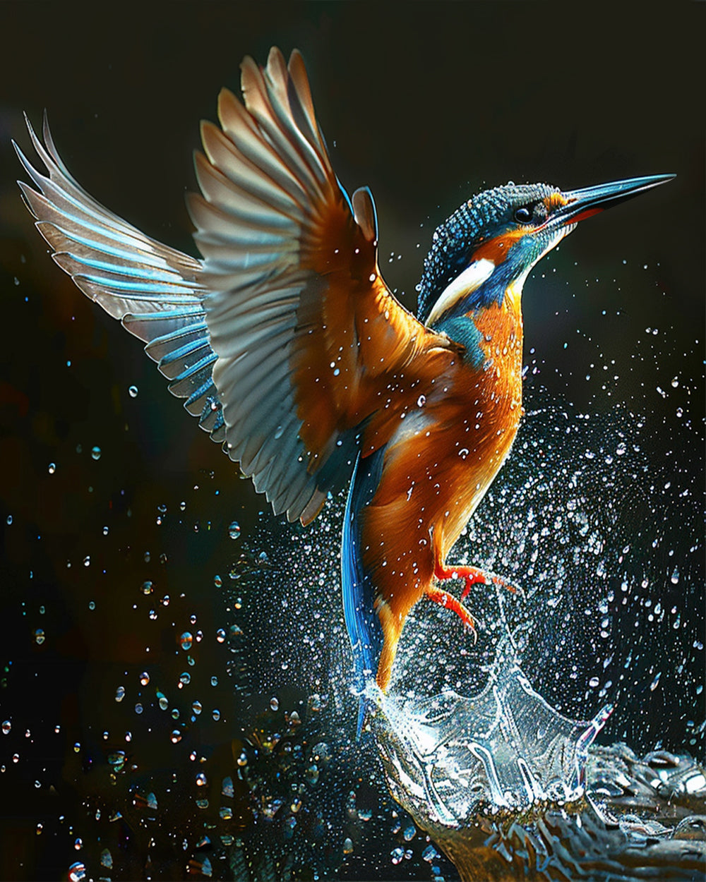 Splashing kingfisher cross stitch kit for beginners